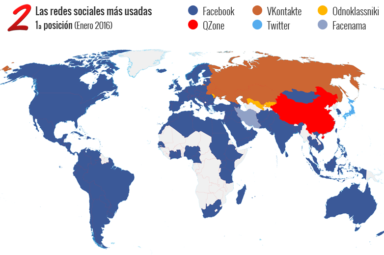Mapa de las redes sociales más usadas en el mundo
